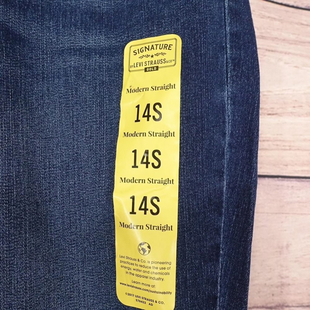 New! Signature Levi Strauss Modern Straight Jeans Womens 14S Mid Rise Stretch - Picture 4 of 13